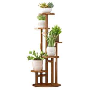Support de plantes en métal de style industriel, étagères en bois à plusieurs niveaux, pour l'intérieur et l'extérieur, support de présentation pour pots de fleurs - Product Image 3