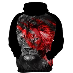 Sudadera con Capucha de Impresión Digital Personalizada con Estampado de León, Sudadera Ligera de Forro Polar, Ropa Urbana de Corte Regular, Estilo Casual - Product Image 6