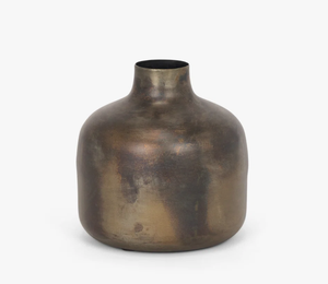 Jarrón de metal bronce rústico de lujo, maceta con textura mate, jarrón decorativo minimalista nórdico para decoración moderna del hogar y hoteles - Product Image 1