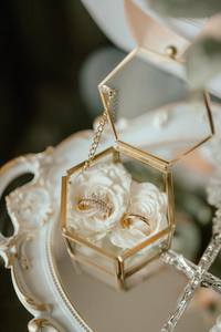 Customized <b>Hexagon</b> Glass Jewelry <b>Box</b> with Metal Frame, Decorative Storage Organizer Ring <b>Box</b> For Wedding <b>Gift</b> & Home use - Product Image 2