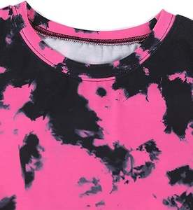 เสื้อยืดผู้หญิงไซส์ใหญ่ลายมัดย้อม ลวดลายเรียบง่าย ผ้าโพลีเอสเตอร์ฟอกสี แฟชั่นทันสมัย ลายพิมพ์แบบรีดร้อน - Product Image 4