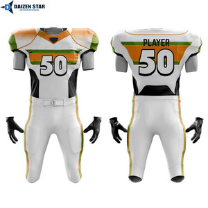 Ensemble d'uniformes de football américain blanc et violet rayé, 50 % évacuation de l'humidité, maillot et pantalon de compression ajustés pour hommes adultes, toutes saisons - Product Image 4