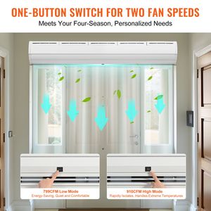 Cortina de Aire Comercial para Interiores de 60 Pulgadas, Súper Potente, 2 Velocidades, 1500 CFM, Montada en la Pared, para Puertas, Ventilador de Puerta Interior, Super Air - Product Image 4