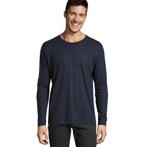 Camiseta de Manga Larga con Cuello Redondo Transpirable para Hombre, Camiseta de Manga Larga de Color Sólido para Hombre, 100% Algodón Jersey 180g de Secado Rápido - Product Image 6