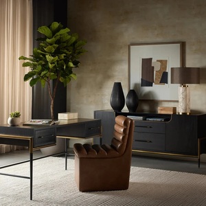 Luxury <b>Marble</b> <b>Table</b> Lamp With Rich Brown Fabric Shade And Sophisticated Contemporary Interior Lighting Appeal - Product Image 5