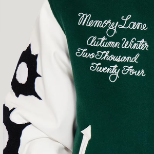 Veste universitaire sur mesure pour homme, grande taille, manches en cuir véritable, patchs en chenille de haute qualité, broderie, laine, style Letterman - Product Image 4