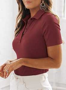 T-shirts de sport personnalisés en coton tricoté, couleur bordeaux, grande taille, respirants, pour le golf et le fitness, vente en gros - Product Image 2