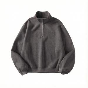 Sudadera de Forro Polar para Hombre, Color Azul Marino, Cierre de Cremallera de un Cuarto, Manga Larga, Cuello Alto, Estilo Otoñal, Tejido de Punto, Color Sólido - Product Image 4