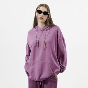 Sudadera con Capucha Vintage de Alta Calidad, Sudadera Lisa para Hombre, Talla Grande, Estilo Urbano, Color Morado - Product Image 1