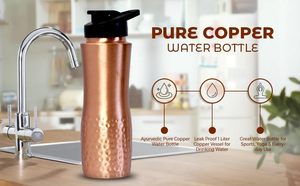 Botella de Agua de Cobre con Tapa para Beber, Botella de Cobre Sólido 100% Puro para Beber Agua - Product Image 3