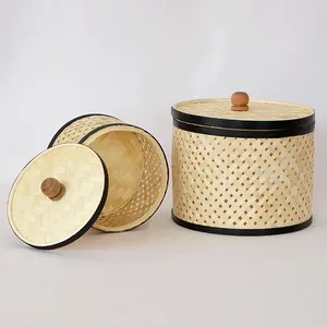 Cesta de Bambú Premium con Asas, Caja de Almacenamiento Tejida, Organizador de Cocina, Contenedor de Alimentos, Accesorios para el Hogar, Cesto para Ropa Sucia - Product Image 3