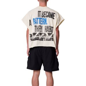 T-shirt sans manches col rond pour homme, coupe ample, motif graphique avant et arrière, épaules larges, style streetwear, vente en gros, personnalisable, OEM, en jersey de coton - Product Image 2