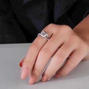 Sparkly Moissanite <b>Emerald</b> Cut Solitaire Crossover Band <b>Ring</b> For Unisex original 925 <b>Silver</b> For Bridal Surprise Gift For Lovers - Product Image 2