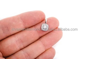 Women's Fashion 10K <b>Solid</b> Gold Custom Pendant <b>Necklace</b> 0.5ct Small Double Square Halo White Lab Grown Diamond Trendy Charms - Product Image 6