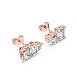 Pendientes de Oro Blanco de 14K con Corazón y Esmeralda, Diamantes Cultivados en Laboratorio para Mujer |   Regalo de Aniversario |   Diamante Cultivado Nuevo - Product Image 6