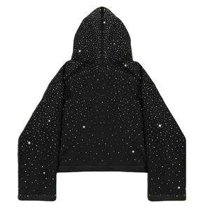 Sudadera con Capucha de Alta Calidad, Estilo Urbano, Personalizada con Diamantes de Imitación, Cierre de Cremallera, Felpa Francesa, Talla Grande para Hombre - Product Image 2