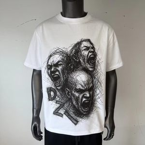 Camiseta de algodón 100% con impresión de logotipo personalizado, camiseta de verano blanca sólida de alta calidad con hombros caídos para hombre - Product Image 1