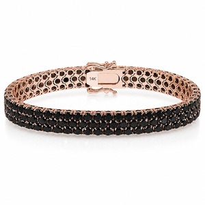 Pulsera de Oro Sólido de 14K para Mujer con Diamantes Negros de Laboratorio, Corte Brillante Redondo, Estilo Clásico, Joyería para Uso Diario - Product Image 2