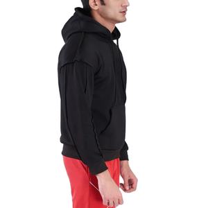 Sweat-shirts à capuche pour hommes de haute qualité 100% polyester polaire avec cordon de serrage et poche avant, poignets côtelés, couleur unie - Product Image 4