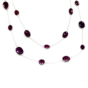 Collier en argent 925 avec pierre précieuse rubis, serti de pierres en or plaqué, style classique, bijoux à porter tous les jours - Product Image 3