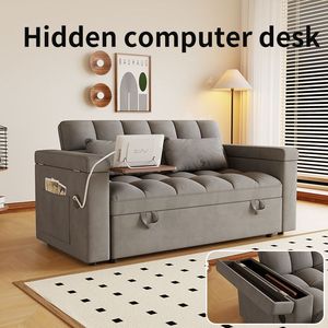 Sofá Cama Doble Plegable 3 en 1 de Terciopelo Moderno de 65 Pulgadas con Mesa y Reposabrazos con Almacenamiento UAB - Product Image 2