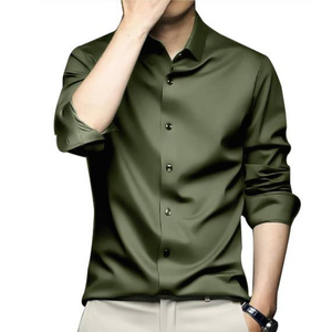 Wrinkle Free Breathable Spring Men's Stretch Button <b>Down</b> Collar Long Sleeve Business Shirt OEM - Product Image 1