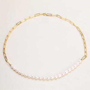 Collar de Cuentas de Arroz Pequeñas al por Mayor con Girasol, Cadena Simple para Clavícula, Joyería de Perlas de Agua Dulce - Product Image 2