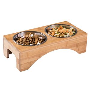 Bol d'alimentation pour animaux de compagnie en bois multifonctionnel, adapté aux chiens, aux chats et aux autres animaux domestiques, avec une finition soignée - Product Image 1