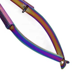 Tijeras Profesionales para Cejas Arcoíris, Acero Inoxidable, Hoja Afilada, Punta Curva, Herramienta de Maquillaje, para Diestros, No Plegables - Product Image 2