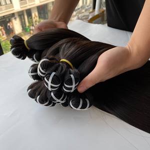 Mejores ventas 100% Raw Remy Extensiones de cabello vietnamita Hueso de alta calidad Recto Negro natural 100g Paquetes Máquina Trama Doble - Product Image 6