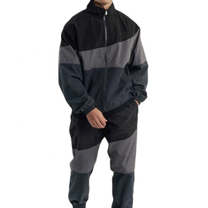 Survêtement Homme Color Block avec Fermeture Éclair Intégrale, Col Montant, Style Streetwear, 100% Polyester Respirant, Idéal Printemps - Product Image 4