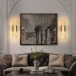 Applique da Parete in Marmo Naturale da 50 cm, Set di Applique Moderne Nere per Interni, per Bagno, Soggiorno o Camera da Letto - Product Image 3