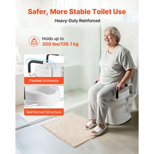 Rialzo per sedile WC imbottito regolabile con capacità di carico di 300 libbre e altezza di sollevamento di 4 pollici - Product Image 4