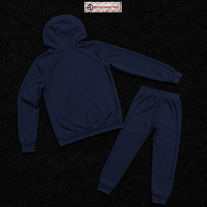 Men's Navy Blue Hooded Tracksuit <b>Full</b> <b>Zip</b> Casual Solid Color <b>Sweatshirt</b> And Pants Set Breathable Polyester Autumn Wear Urban Fit - Product Image 6