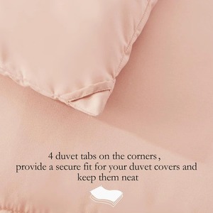ผ้านวมสีชมพูเรียบง่าย ซักเครื่องได้ ใช้ในบ้าน ดีไซน์เย็บติดกันเป็นชุด - Product Image 4