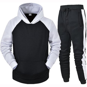 Men's <b>Dark</b> <b>Green</b> Hoodie With White Sleeves And Drawstring Pants Casual Solid Color Tracksuit Autumn Wear Full Length Regular Fit - Product Image 6
