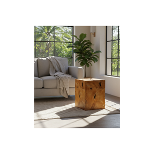 Tabouret rustique en racine de teck de luxe avec textures naturelles et design robuste pour appartement, hôtel, villa par ARTERRA - Product Image 3