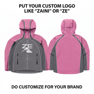 120 GSM Premium Polyester Canvas Fabric <b>Pink</b> Gray Panel Windbreaker <b>Jacket</b> Custom Logo Print OEM ODM <b>Waterproof</b> Breathable Men's - Product Image 1