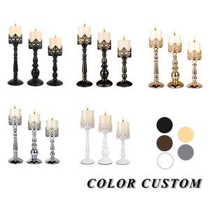 Ensemble de 3 bougeoirs en bois pour la décoration d'événements, la décoration de la maison, le salon, la table à manger, les mariages, les fêtes et les festivals, en provenance d'Inde - Product Image 4