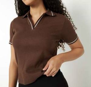 Polo en coton piqué de qualité supérieure pour femme, coupe ajustée, respirant, manches courtes, chemise de golf d'été, vêtements décontractés classiques pour le travail - Product Image 4