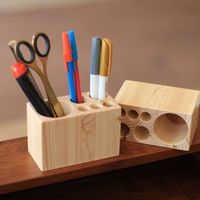 Porte-stylos en bois fait main, organiseur de bureau, support à crayons en bois naturel, conteneur de rangement décoratif pour bureau et maison