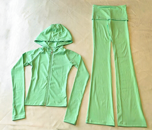 2026 Fashion Women's Two Piece Outfit - Slim Fit Full Zipper Hooded Jacket and High Waisted Flare Pants <b>Set</b> for Casual Wear - Product Image 5