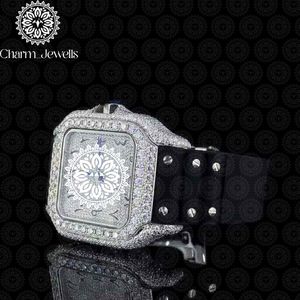 Reloj Cuadrado de Acero Inoxidable de Lujo para Hombre Charm Jewells, 38 mm, Bisel con Diamantes, Correa de Acero Inoxidable, Movimiento Mecánico Analógico Automático - Product Image 3