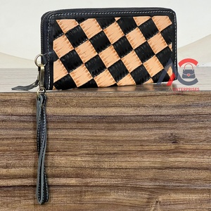 Cartera de mano de cuero a cuadros con diseño de herramientas, de moda, para mujer, de lujo, con cremallera, mini monedero, tarjetero, estilo occidental - Product Image 1