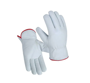 Heavy Duty White Grain Leather Safety Gloves EN420 Certified Elastic Wristlet Customizable Color Multi-Function - Product Image 3