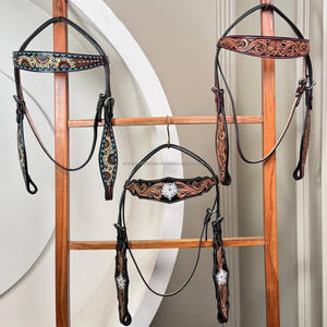 Nouveau casque de cheval en cuir usiné à la main de conception personnalisée pour la tête de bride occidentale équipement de cheval en cuir de vachette véritable - Product Image 6