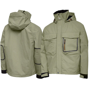 Veste Softshell Homme Vert Olive Imperméable à Capuche avec Fermeture Éclair et Multiples Poches pour Activités de Plein Air UPF 35 - Prix de Gros - Product Image 1