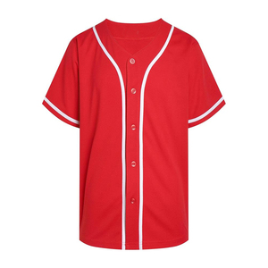 Classic <b>Red</b> Baseball Jersey White Piping Accents Timeless Team Sportswear For Baseball And Softball Leagues - Product Image 1