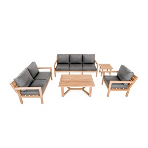 Ensemble de salle à manger moderne en bois massif, table et chaises en teck, ensemble écologique pour restaurant, café, maison, cuisine - Product Image 1