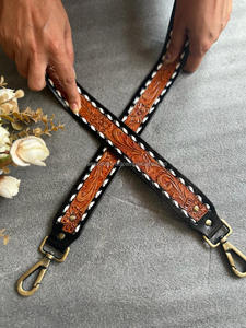 Nuevo diseñador de mano Tooled Bolsos de cuero Cinturones Colección occidental de elegantes cinturones hechos a mano Color marrón - Product Image 2